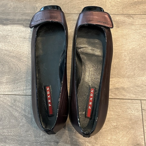 Prada Calzature Donna Two-Tone Velcro Toe Flats Size 40 - Picture 2 of 6